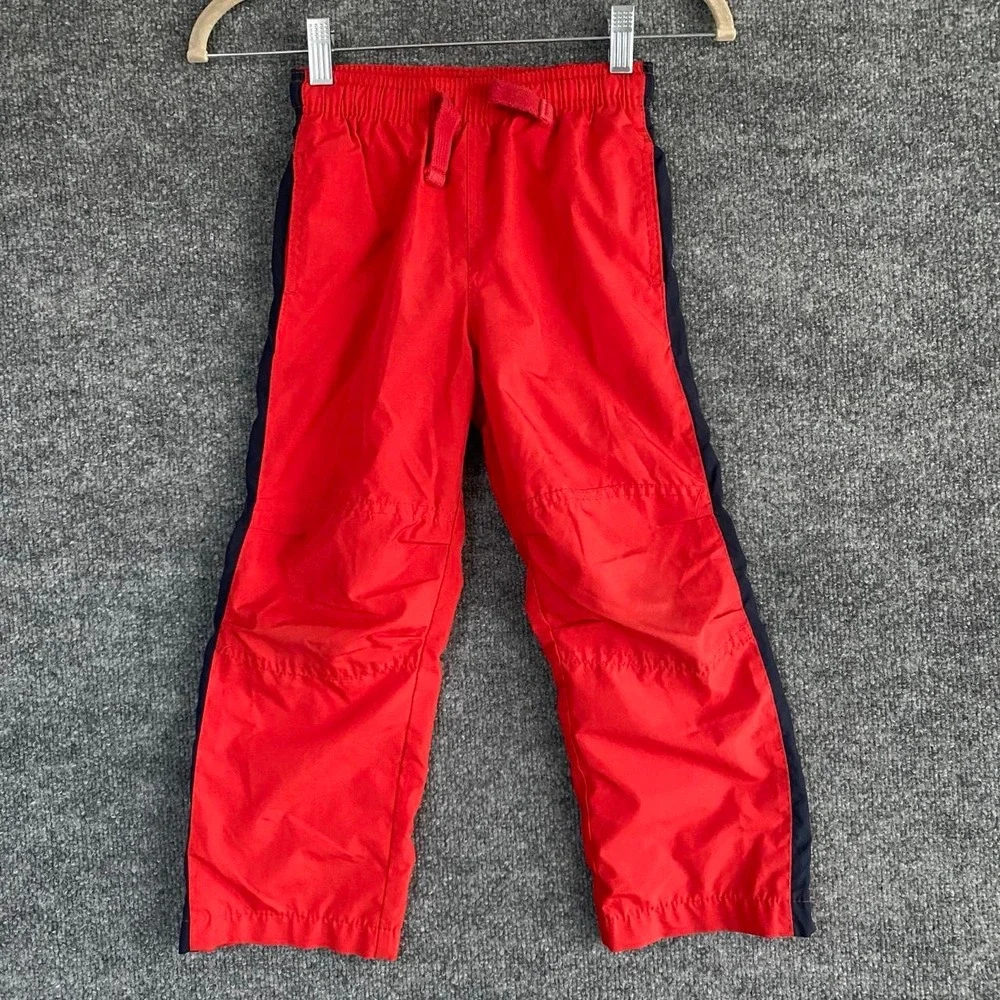 OSHKOSH B'GOSH KIDS RED PANTS BLUE PANEL SIDE STRIPES OUTDOOR GORPCORE